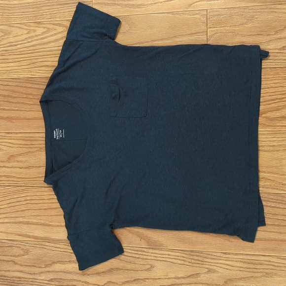 Old Navy blue linen-blend boyfriend t-shirt with pocket oversized women's XS - Picture 1 of 7